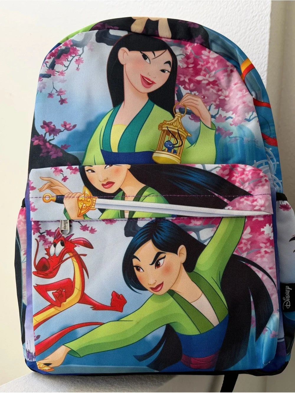 Disney Mulan Characters Backpack in Green, Blue, Pink